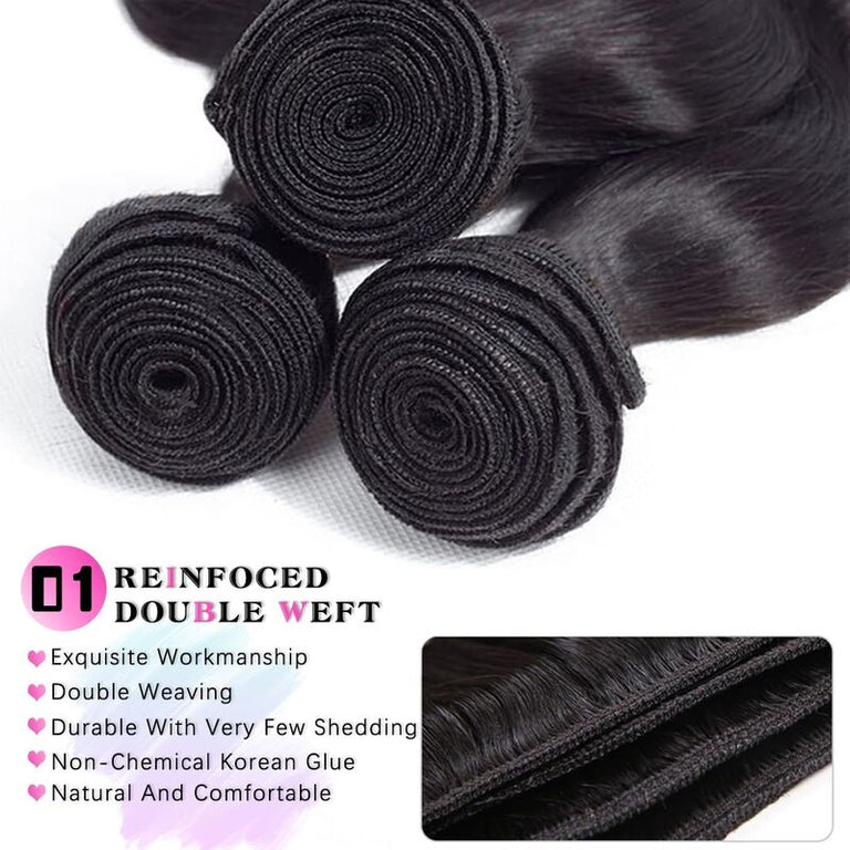 13*4 HD Lace Frontal With Bundles Body Wave 12A Brazilian Virgin Human Hair Weave - KissLove Hair