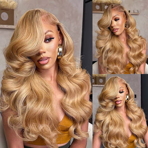 Honey Brown Wig 4x4 13x4 Lace Wigs 3D Body Wave Virgin Human Hair Wigs - KissLove Hair