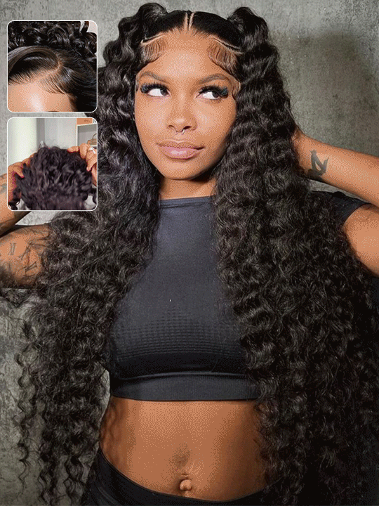 Kisslove Invisi-Drawstring Cap 360 Lace Wig Deep Wave Glueless Human Hair Wigs - Kisslove Hair