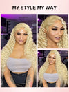 613 Blonde Hair 13x6 HD Lace Front Wig Deep Wave Pre Plucked Bye Bye Knots Wig - KissLove Hair