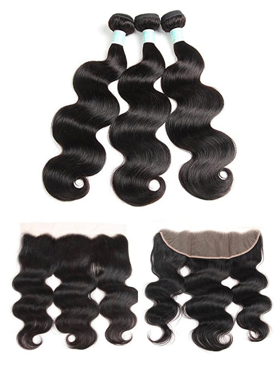 13*4 HD Lace Frontal With Bundles Body Wave 12A Brazilian Virgin Human Hair Weave - KissLove Hair