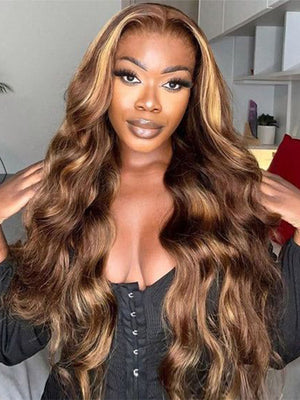 Highlight 3D Body Wave 13x4 HD Lace Frontal Human Hair Wigs - KissLove Hair