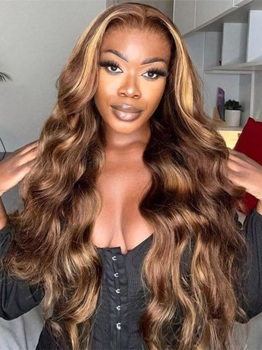 Highlight 3D Body Wave 13x4 HD Lace Frontal Human Hair Wigs - KissLove Hair