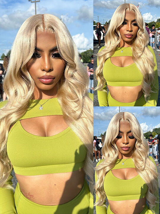 13x6 Lace Wig 613 Honey Blonde Hair 3D Body Wave Human Hair Wigs - KissLove Hair