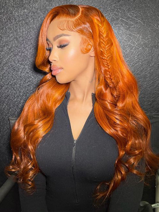 13x6 HD Lace Front Wig Ginger 3D Body Wave Brazilian Human Hair Lace Wigs - KissLove Hair