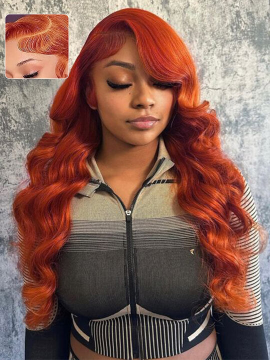 13x6 HD Lace Front Wig Ginger 3D Body Wave Brazilian Human Hair Lace Wigs - KissLove Hair