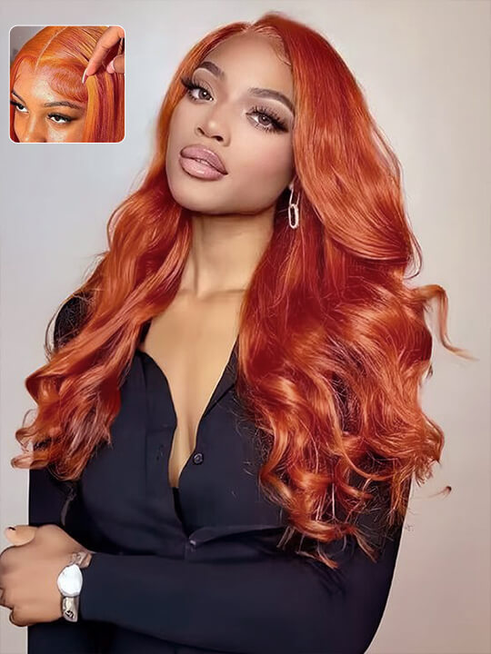 13x6 HD Lace Front Wig Ginger 3D Body Wave Brazilian Human Hair Lace Wigs - KissLove Hair