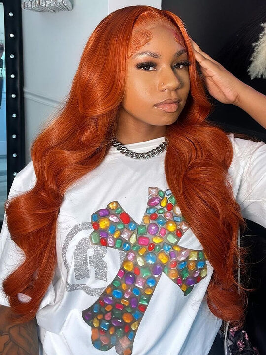 13x6 HD Lace Front Wig Ginger 3D Body Wave Brazilian Human Hair Lace Wigs - KissLove Hair