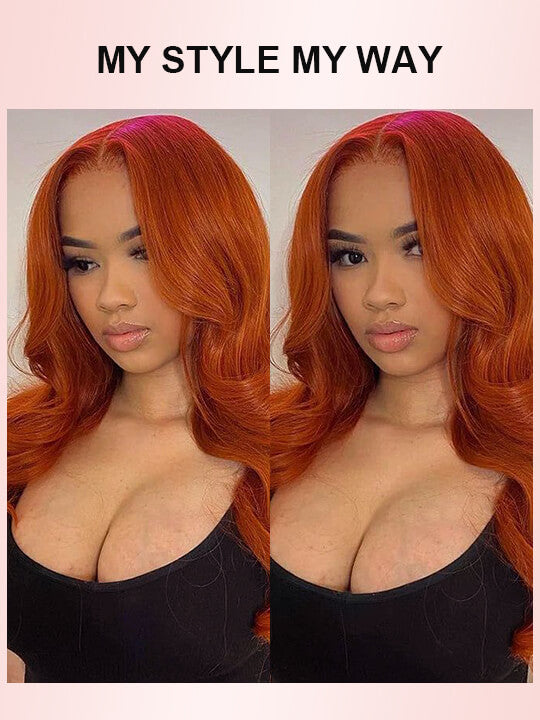 13x6 HD Lace Front Wig Ginger 3D Body Wave Brazilian Human Hair Lace Wigs - KissLove Hair