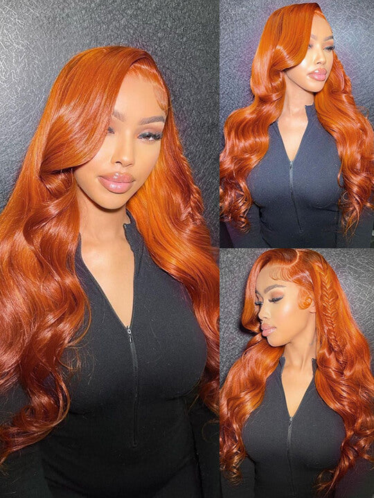 13x6 HD Lace Front Wig Ginger 3D Body Wave Brazilian Human Hair Lace Wigs - KissLove Hair