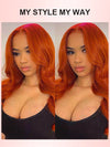 13x6 HD Full Lace Frontal Wig Ginger Color 3D Body Wave Brazilian Human Hair Lace Wigs - KissLove Hair