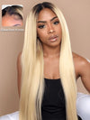 1b/613 Ombre Blonde Wig 13x4 Lace Front Human Hair Wigs Brazilian Straight Hair - KissLove Hair