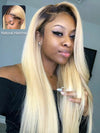 1b/613 Ombre Blonde Wig 13x4 Lace Front Human Hair Wigs Brazilian Straight Hair - KissLove Hair