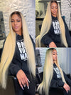 1b/613 Ombre Blonde Wig 13x4 Lace Front Human Hair Wigs Brazilian Straight Hair - KissLove Hair