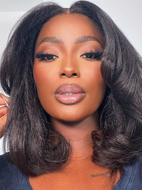 [2 Wigs=$199] Wear & Go Pre Cut 6x4.5 Kinky Straight Wig & Glueless 13x6 Full Lace Frontal Body Wave Wig