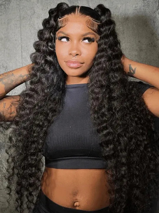 13x6 HD Lace Wig Deep Wave 40 Inch Long Human Hair Wigs Ear to Ear Full Lace Frontal Wig