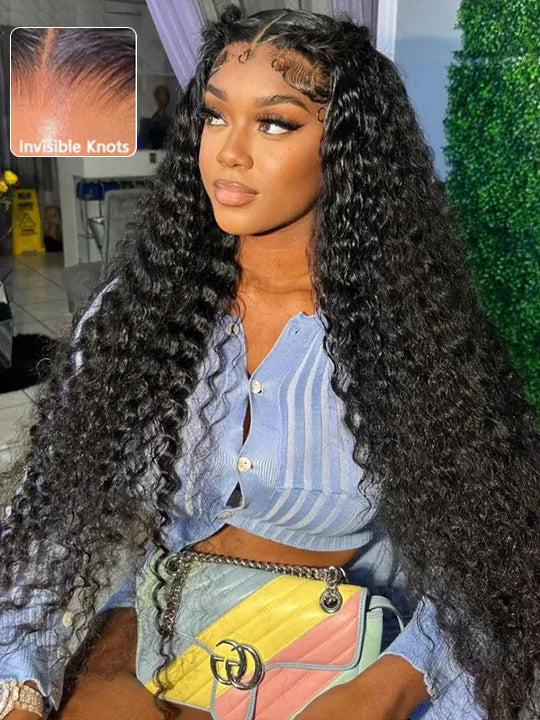 13x6 HD Lace Wig Deep Wave 40 Inch Long Human Hair Wigs Ear to Ear Full Lace Frontal Wig
