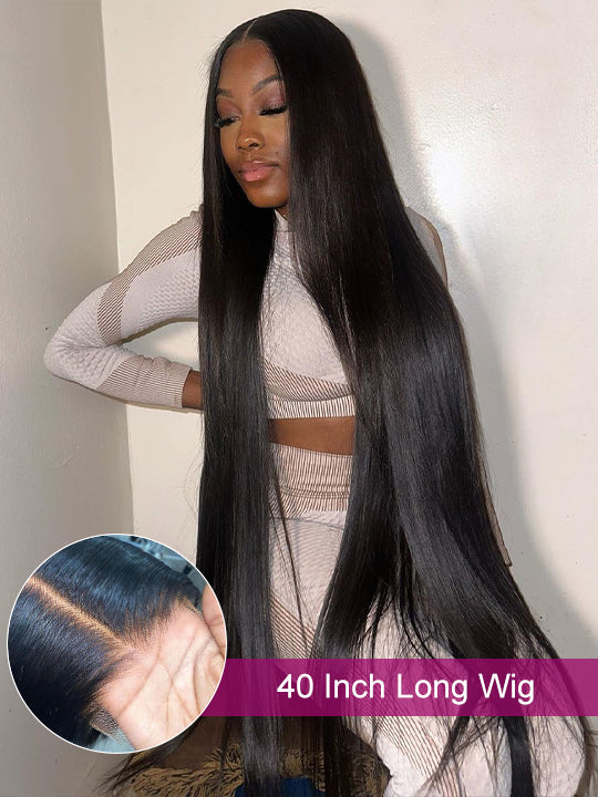 40 Inch 13x6 HD Full Lace frontal Wig Long Straight Human Hair Wigs Real HD Lace Wig