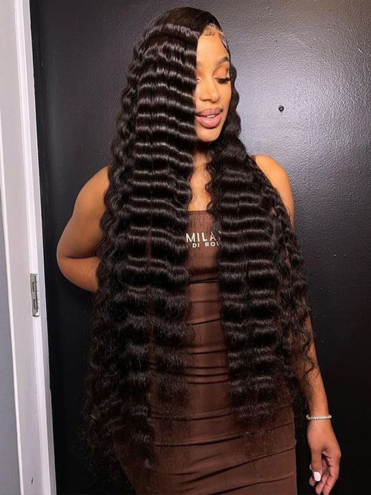 38 40 Inches Long Wig Loose Deep Wave Virgin Human Hair 13x4 Lace Frontal Wigs - KissLove Hair
