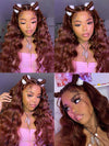Kisslove Pre-Everything Reddish Brown Wig 3D Body Wave Invisi Drawstring 360 Lace Wigs Human Hair