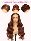 Kisslove Pre-Everything Reddish Brown Wig 3D Body Wave Invisi Drawstring 360 Lace Wigs Human Hair