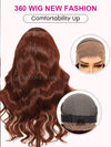 Kisslove Pre-Everything Reddish Brown Wig 3D Body Wave Invisi Drawstring 360 Lace Wigs Human Hair