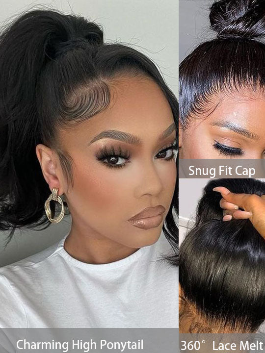 Kisslove Beginner Friendly Snug Fit 360 Lace Frontal Wig Bone Straight Hair Wigs With Invisi-Drawstring - Kisslove Hair