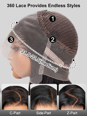Layered Highlights Pre Plucked & Bleached Knots 360 Lace Wig Straight Human Hair Wigs - Kisslove Hair