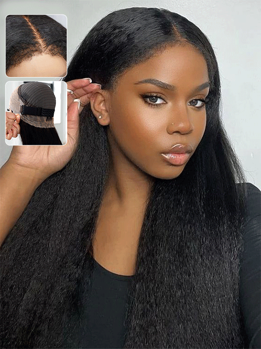 [2 Wigs 24]3C Invisi-Drawstring 360 Lace Kinky Straight & 13x4 Reddish Brown Curly Wig