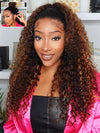 Kisslove Ombre Brown Glueless Water Wave Wig Chocolate Brown Hair Invisi-Drawstring Cap 360 Lace Wig