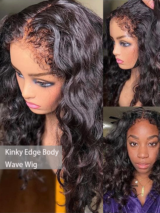 [Flash Deal] 4C Kinky Edges Invi-Drawstring Snug Fit 360 Lace Frontal Wig Natural Hairline Hat Wig
