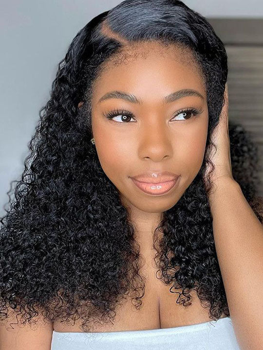 [Flash Deal] 4C Kinky Edges Invi-Drawstring Snug Fit 360 Lace Frontal Wig Natural Hairline Hat Wig