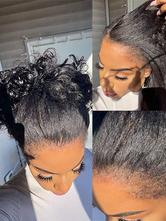 [Flash Deal] 4C Kinky Edge Glueless Lace Wig Kinky Straight Human Hair Wigs