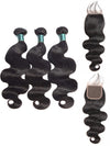 5x5 HD Lace Closure With Bundles Body Wave 12A Brazilian Virgin Human Hair Weave - KissLove Hair