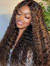 Bleached Knots Highlight Wig Deep Wave 13x4 HD Lace Frontal Virgin Human Hair Wigs - KissLove Hair