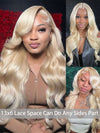 13x6 Lace Wig 613 Honey Blonde Hair 3D Body Wave Human Hair Wigs - KissLove Hair