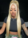 613 Blonde Hair 360 Lace Frontal Wig Pre Bleached Knots Straight Hair Full Frontal Wigs - KissLove Hair