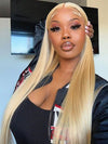 613 Blonde Hair 360 Lace Frontal Wig Pre Bleached Knots Straight Hair Full Frontal Wigs - KissLove Hair