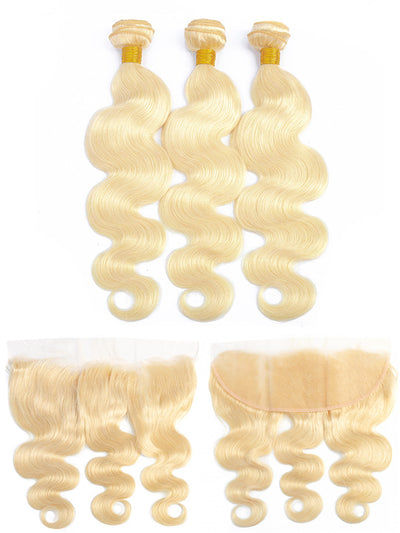613 Honey Blonde Bundles Body Wave Human Hair Bundles With 13x4 Lace Frontal - KissLove Hair