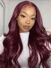 99J Burgundy Hair 5x5 Lace Wigs 3D Body Wave Dark Red Human Hair Wigs - KissLove Hair