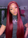 99J Burgundy Hair 5x5 Glueless Lace Wig Silky Straight Human Hair Wigs - KissLove Hair