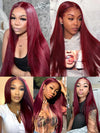 99J Burgundy Hair 5x5 Glueless Lace Wig Silky Straight Human Hair Wigs - KissLove Hair