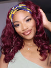 99J Burgundy Hair Headband Wig With Black Roots 3D Body Wave Human Hair Wigs - KissLove Hair