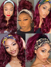 99J Burgundy Hair Headband Wig With Black Roots 3D Body Wave Human Hair Wigs - KissLove Hair