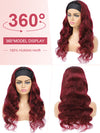 99J Burgundy Hair Headband Wig With Black Roots 3D Body Wave Human Hair Wigs - KissLove Hair