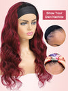 99J Burgundy Hair Headband Wig With Black Roots 3D Body Wave Human Hair Wigs - KissLove Hair