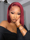 99J Burgundy Straight Bob Wig 13x4 13x6 Transparent Lace Human Hair Wigs - KissLove Hair