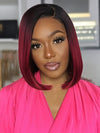 1B/99J Red Burgundy Wig Bob 13x4 Transparent Lace Straight Human Hair Wigs - KissLove Hair