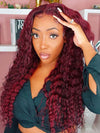 [Clearance] 99J Dark Red Deep Curly Hair 13x4 13x6 Lace Human Hair Wigs - KissLove Hair