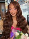 [Wear & Go] Breathable Air Cap Wig Chocolate Brown 3D Body Wave 6x4.5 13x4 Lace Front Wigs